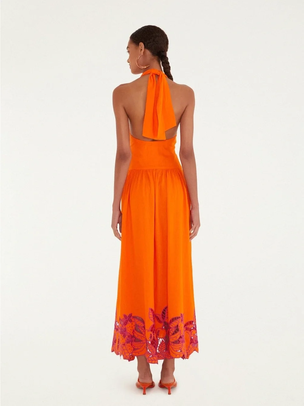 FARM RIO Orange Fruit Richelieu Artisanal Maxi Dress - Picture 3 of 4